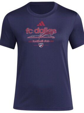 NWT Adidas FC Dallas Vintage Graphic Pre-Game Tee Navy Soccer Shirt